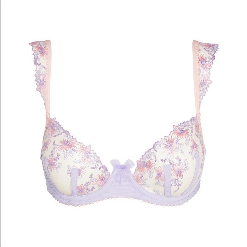3 PC For Love And Lemons Ophelia Lilac and Blush Iridescent Lace Bra Set - Picture 10 of 14
